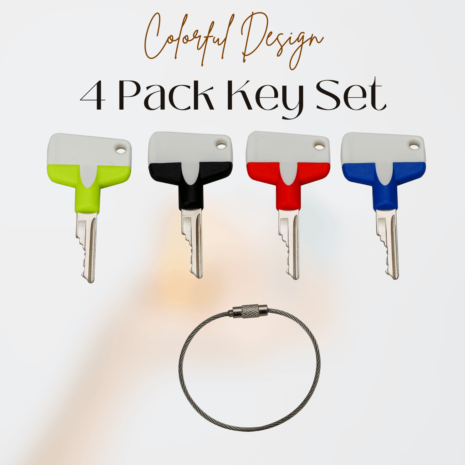 New Design D Ignition Keys Plastic Head With Multi Color Key Pack